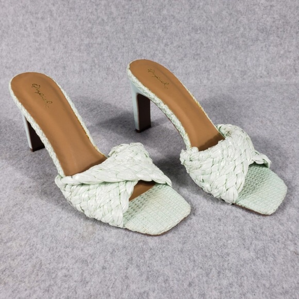 Elegant Mint Green Woven Heels
